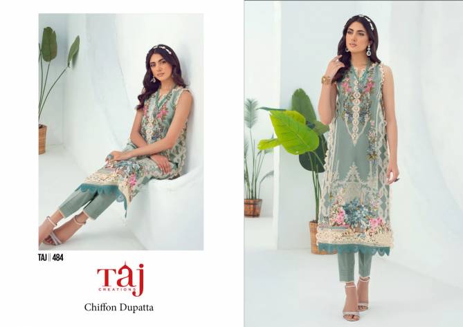 484 And 486 By Taj Embroidery Cotton Pakistani Salwar Suits Wholesale Price In Surat
